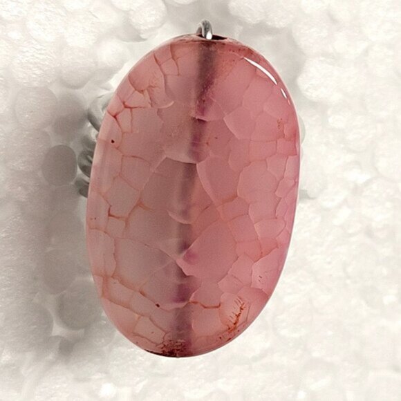 Pink Agate Veins Ring Adjustable Band Handmade Semi Precious Ring - Picture 6 of 10